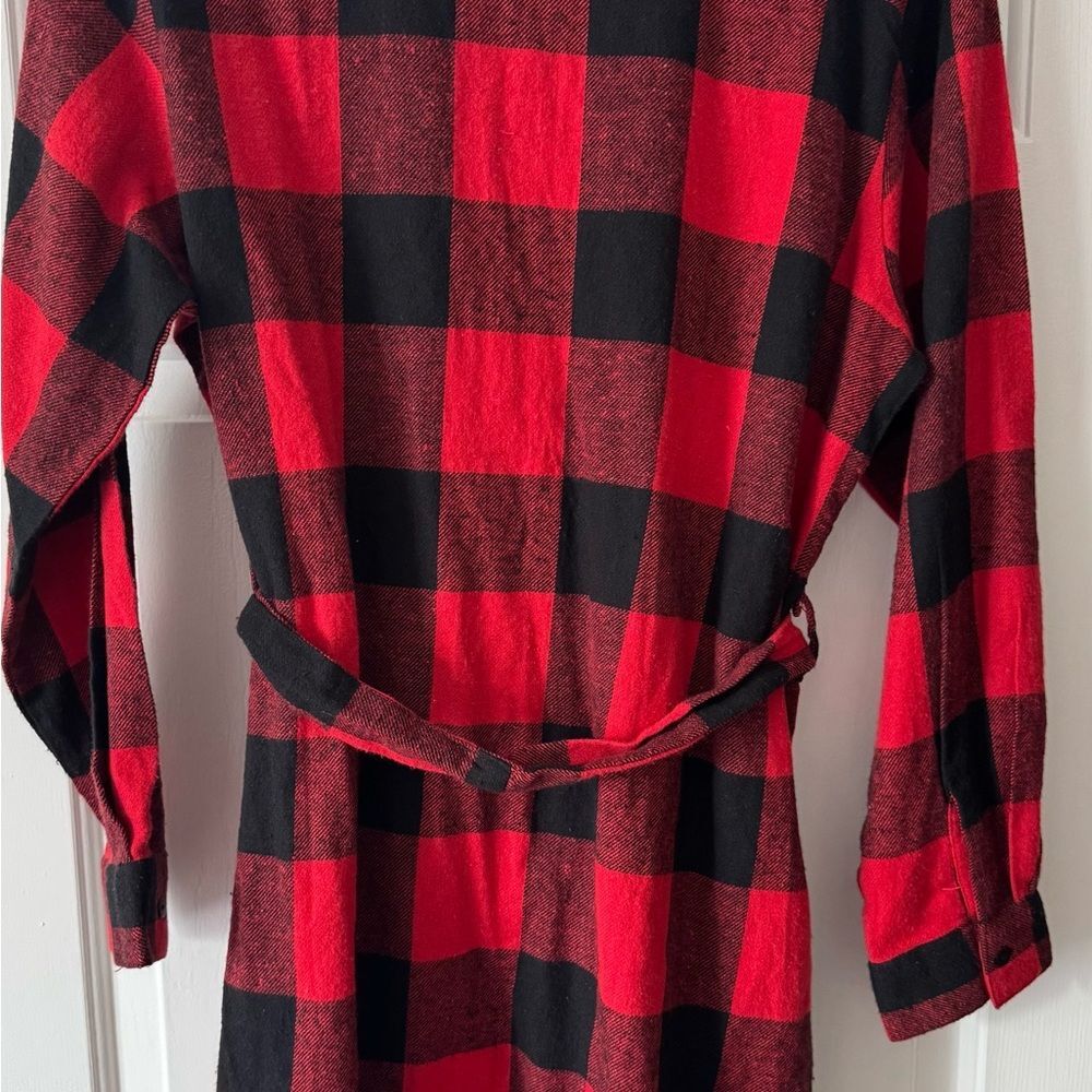 Red Black Plaid Shirt Dress Womens 14 Belted Casual Chic Dress NWT Boohoo - Picture 6 of 9